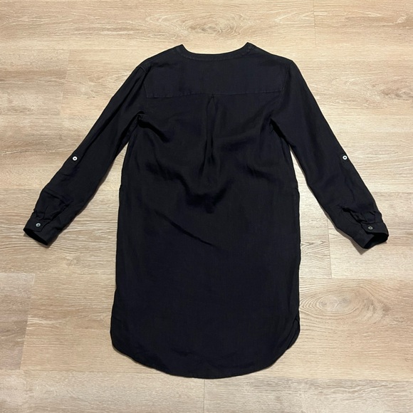 NWT Tahari 100% Linen Black Roll Up Long Sleeve Tunic Dress With Pockets Size XS - Picture 5 of 10